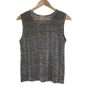 Plisse pleated Leopard Print Sleeveless Top